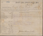 Tax Receipt, Isaac R. Wade from Sheriff's Office, November 11, 1879
