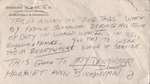 Note on an envelope, James Franklin Buchanan, 1946 by James Franklin "Frank" Buchanan