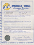 Life Insurance Policy, American Funeral Assurance Company for Margaret Buchanan, December 1, 1988