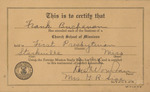 Church School of Missions Certification, James Franklin "Frank" Buchanan, 1932