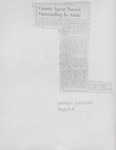 Newspaper Clipping, County Agent Named Outstanding in Attala County, 1960
