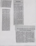 Newspaper Clippings, Death Announcements, Rebecca Simmons, Weston Buchanan, and Wesley M. Buchanan, 1968, 1976, 1985