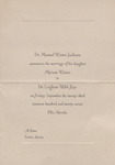 Formal Marriage Announcement, Miriam and Leighton Ray, September 23, 1927