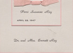 Name Card, Perri Suzanne Ray, April 22, 1947