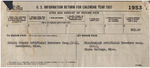 U. S. Information Return for Calendar Year 1953