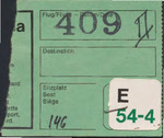 German Hospitality Intercontinental Ticket Stub, 1973