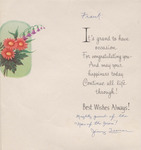 Greeting Card, Jimmy Turner to James Franklin Buchanan, February 1961 by Jimmy Turner