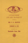 Citizen Award Banquet Program, February 24, 1970