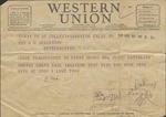 Telegraph, Kelvie Jennings to His Wife, Jewel Jennings, August 20, 1942