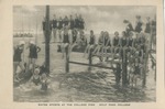 Women in Swim Suits Sitting and Standing on the Pier at Gulf Park College Pier, Long Beach, Mississippi