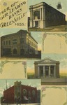 Four of our Leading Banks, Greenville, Mississippi: Greenville Savings Bank and Trust Co., Washington Bank, First National Bank, and one more which is not named.