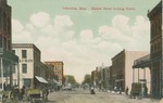 Market Street Looking North, Buildings, People, and Horse drawn Wagons, Columbus, Mississippi