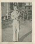 John Arrington Standing In Front of the Barracks