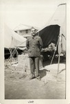 An Airman Named Joe in Dress Uniform Standing In Front of Tents, Keesler Field (Keesler Air Force Base)