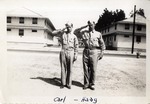 United States Air Force Airmen, Carl and Haag, Saluting In Front of the Barracks, Keesler Field (Keesler Air Force Base)