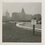 Cityscape of Chicago, Illinois with the Edge of Buckingham Fountain in the Foreground