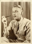 United States Air Force, Blonde Airman in Uniform Holding a Tobacco Pipe