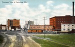 Panoramic View of Buildings, Railroad Tracks, and Powerline Poles in Hattiesburg, Mississippi