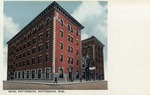 Hotel Hattiesburg,  A Two Tower, Five Story Red Brick Hotel as Viewed from the Left Side of the Building, Hattiesburg, Mississippi