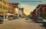 Main Street Looking South With Mid-Twentieth Century Cars Parked, Hattiesburg, Mississippi