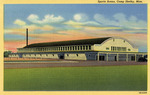 Sports Arena, A Long and Wide White Building with a Black Roof and Long Covered Porch at the Entrance, Camp Shelby, Hattiesburg, Mississippi