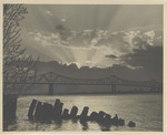 Sunset Silhouette of the Natchez-Vidalia Bridge Over the Mississippi River, Natchez, Mississippi, 1947 by Scenic South Magazine