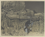 John Mason Counting the Rings of a Petrified Tree at the Petrified Forest Near Flora, Mississippi, 1947 by Scenic South Magazine