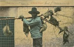 Man Carrying a Branch Full of Opossums