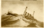 The Naval Ship, U. S. S. Vermont, Caught in a Storm on Rough Waters