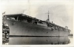 Close-up of a United States Naval Battleship in a Harbor