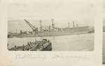 Battleship Mississippi on the Water in a Port