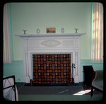 Fireplace with carved mantel, Meadow Woods by Doy Payne Longest