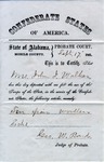 Receipt for socks donated to the Confederate Army