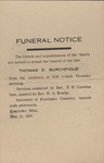 Funeral Notice, Thomas D. Burchfield, May 11, 1921