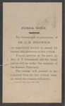 Funeral Notice, Dr. J. H. Portwood, September 11, 1918