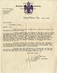 Letter to J. D. Banks