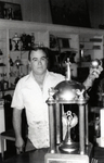 Bill Wilson with Mary Ann Mobley's Miss America Trophy, 1958