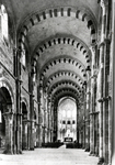Interior Arched Ceiling and Aisle of a Cathedral