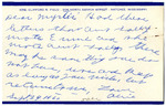 Postcard, Mrs. Clifford R. (Allie) Field to Myrtis S. Wineman, September 29, 1960 by Allie Field