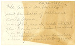 Note about McDonald and Wade Families, October 24, 1960 by Myrtis S. Wineman