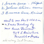 Note, Emma Leinart to Myrtis S. Wineman, December 9, 1960 by Emma Leinart