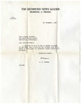 Letter, D. S. Freeman to Eunice Stockwell, November 1, 1948 by D. S. Freeman