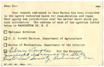 Postcard, Department of the Interior, Bureau of Land Management to Joseph T. Reilly, July 21, 1958 by United States Department of the Interior