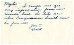Card, Joesph T. Reilly to Myrtis S. Wineman, April 22, 1958 by Joseph T. Reilly