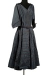 Gray/Blue Dress with Full Shirt and Belt by Myrna Colley-Lee