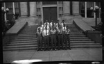Students Posing on the Steps of Lee Hall by Fred A. Blocker