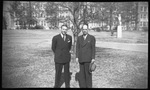Fred A. Blocker and Man in front of Harned Hall by Fred A. Blocker