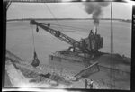 Barge with Crane Moving Dirt by Fred A. Blocker