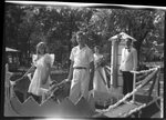 Milk Fest Oktoc Float with King & Queen and Young Girl and Boy by Fred A. Blocker