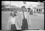 Couple in front of Gulf Gas Station by Fred A. Blocker